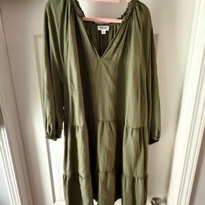 Chic Long Sleeve Olive Dress